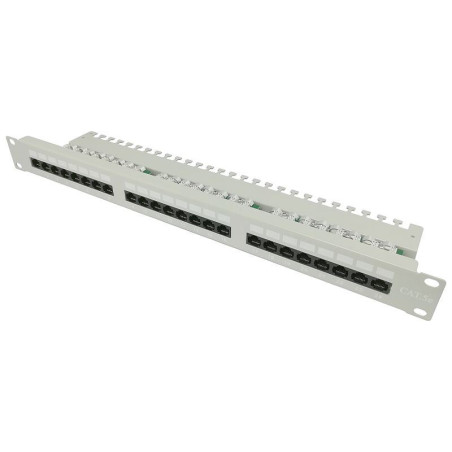 Patch panel 19" RJ-45 24 porty UTP 1U Cat.5e z płytą wsporczą szary ipTIME