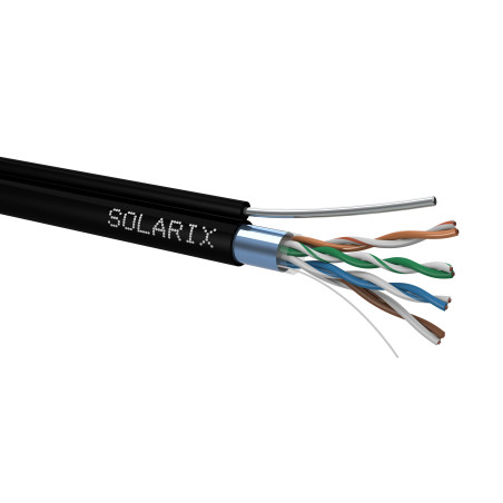 Kabel skrętka zewnętrzny suchy z linką nośną F/UTP 4x2 kat.5e AWG24 305mb Solarix