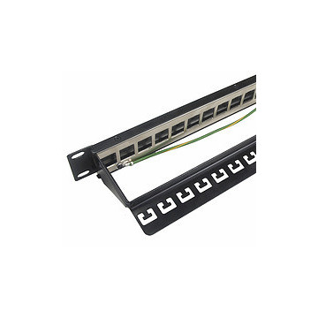 Patch panel 19" 24 porty pusty uniwersalny czarny keystone Solarix