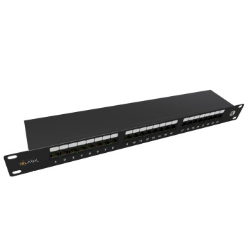 Patch panel 19" 24xRJ45 cat.5e UTP z płytą wsporczą czarny Solarix