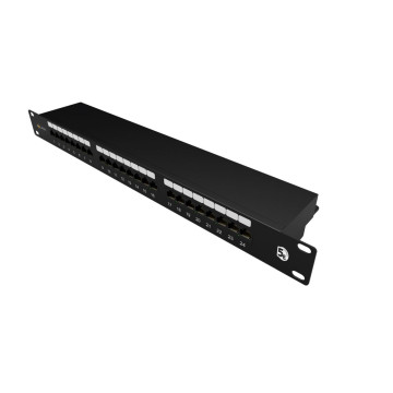 Patch panel 19" 24xRJ45 cat.5e UTP z płytą wsporczą czarny Solarix